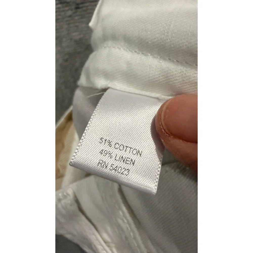 Banana Republic Womens Pants 14 White Cotton Linen Blend Straight Leg Utility